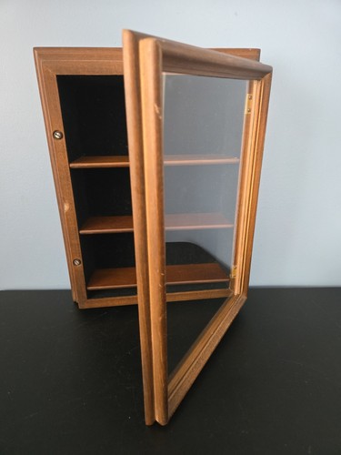 Vintage wooden curio cabinet - vintage,