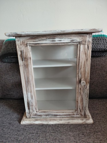 White wash wood glass table - wood,
