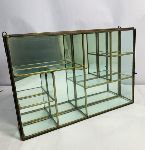 Vintage brass glass curio - vintage-brass/glass,